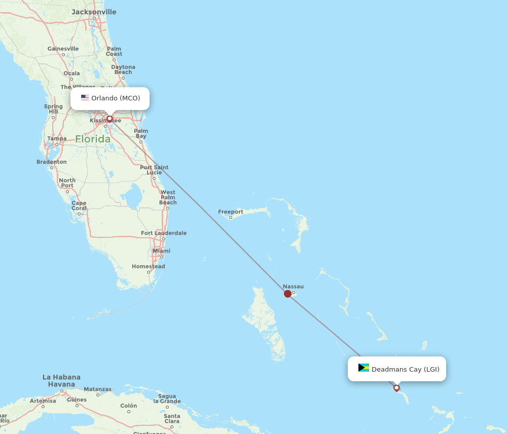 LGI-MCO flight routes