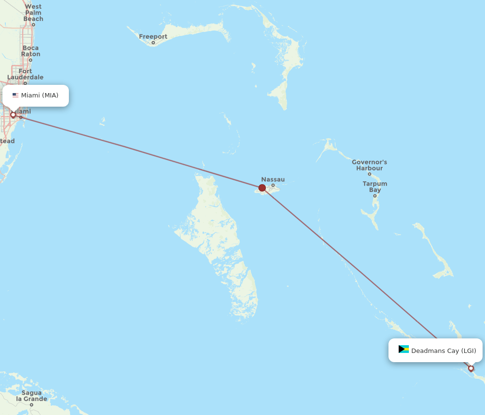 LGI-MIA flight routes