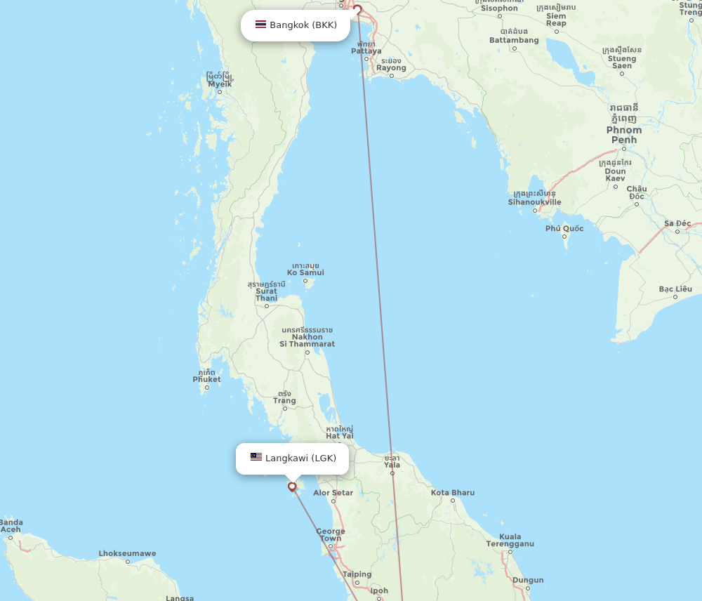 LGK-BKK flight routes