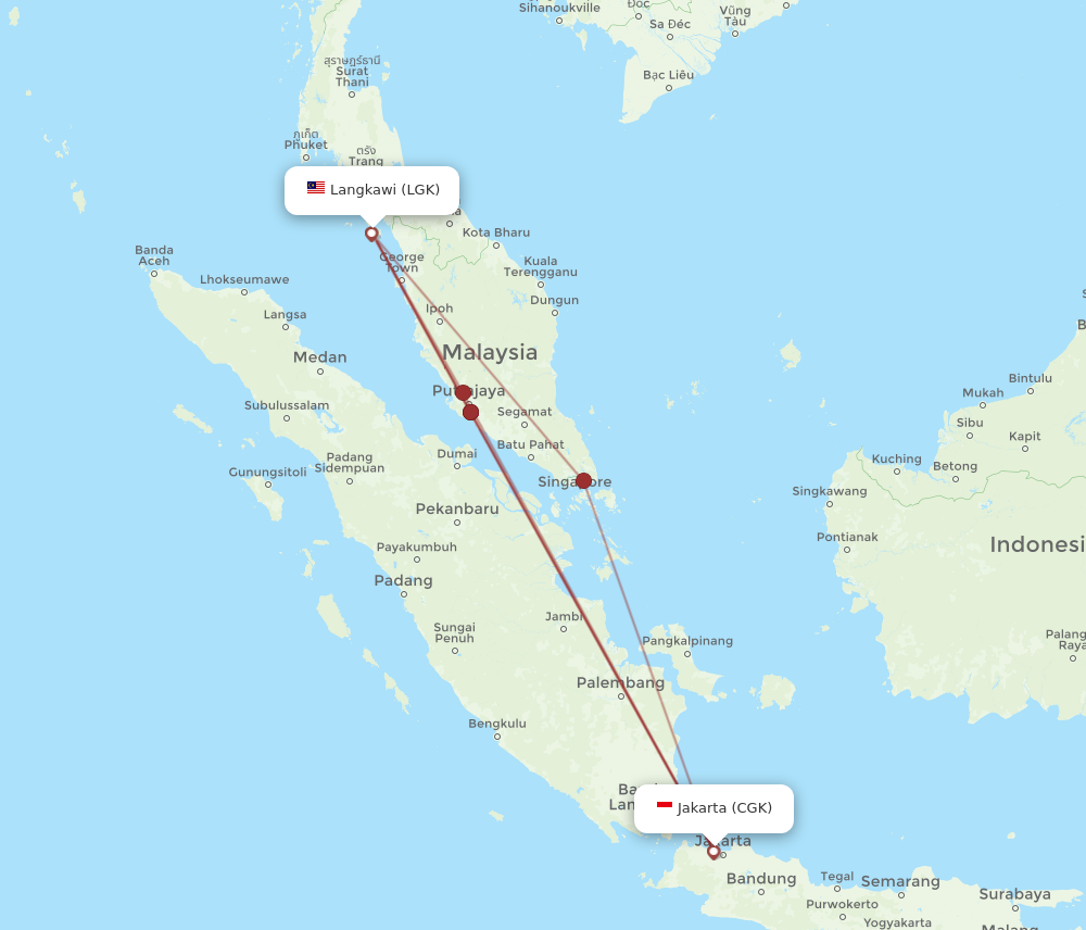 LGK to CGK flights and routes map