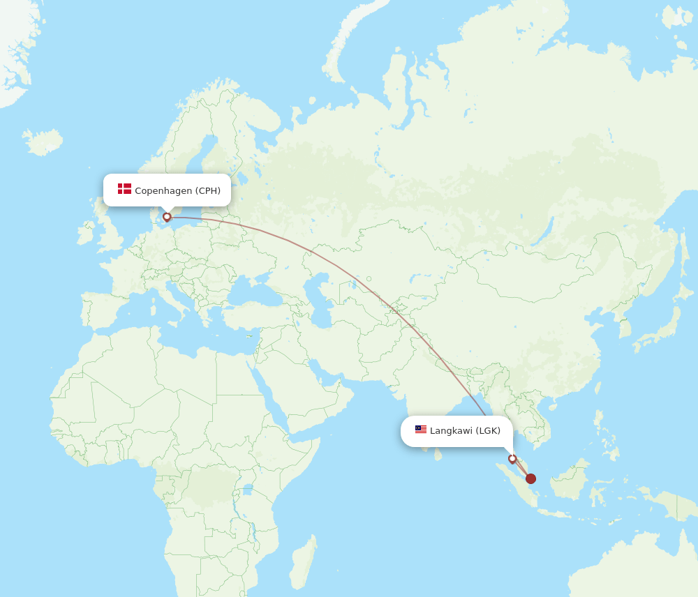 LGK-CPH flight routes