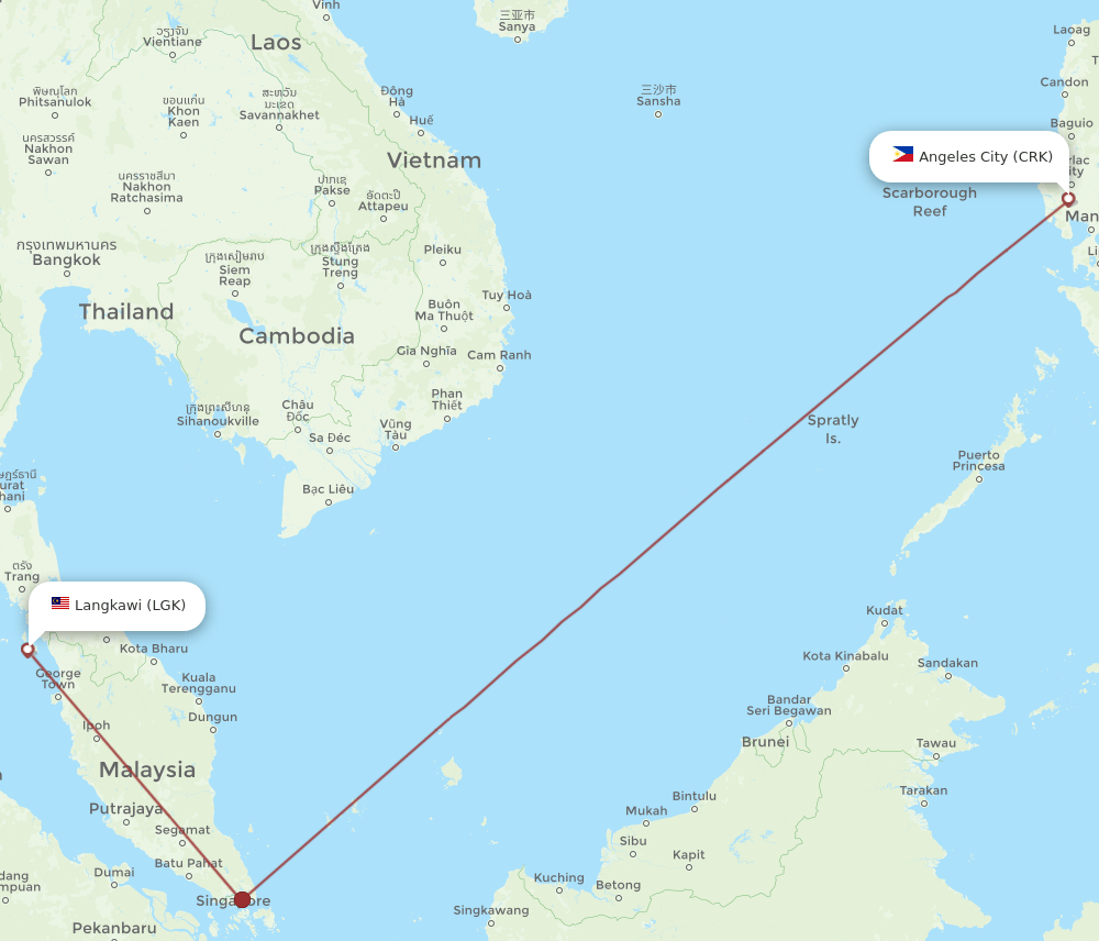 LGK-CRK flight routes