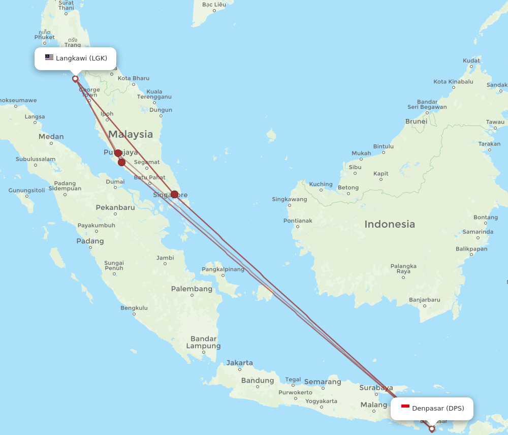 LGK to DPS flights and routes map