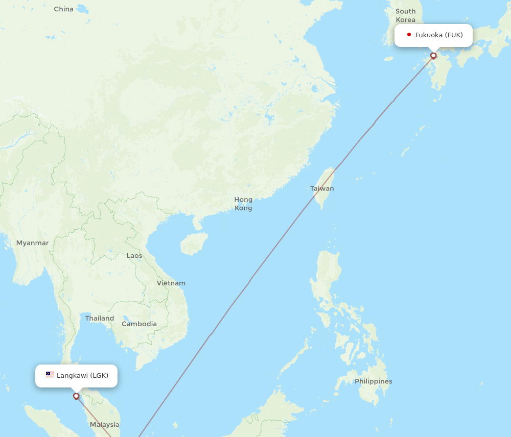 LGK-FUK flight routes