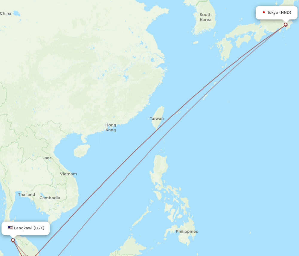 LGK-HND flight routes