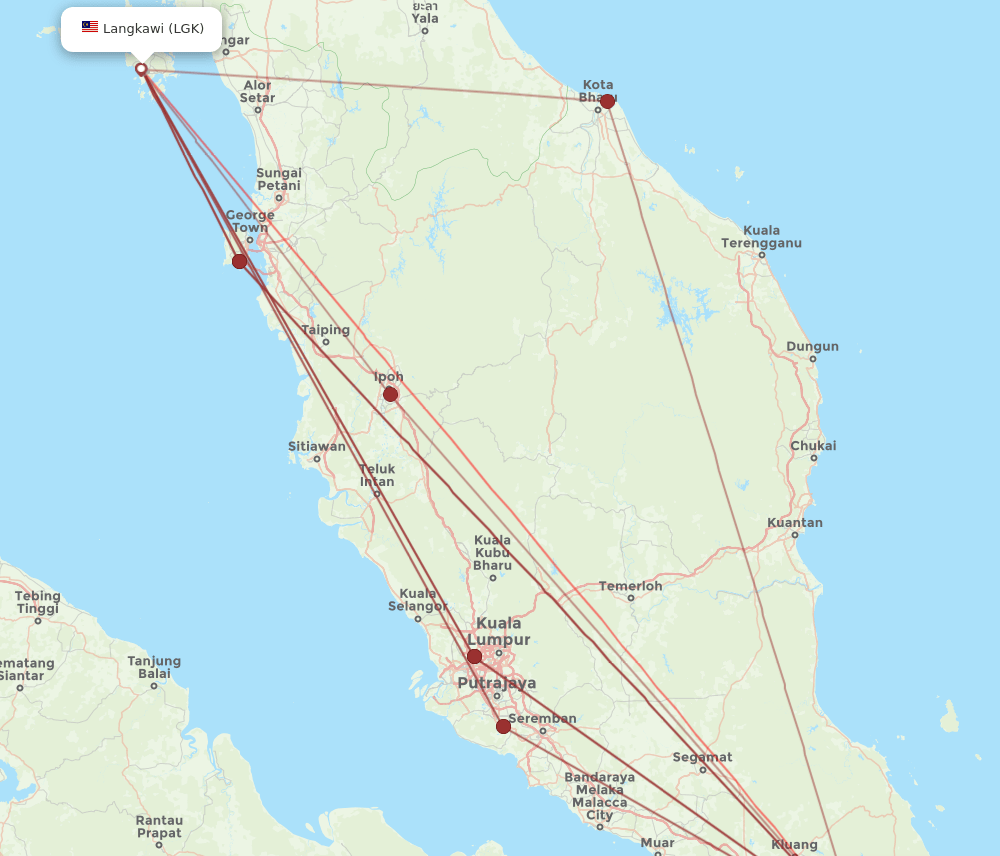 Flights from Langkawi to Johor Bharu, LGK to JHB - Flight Routes