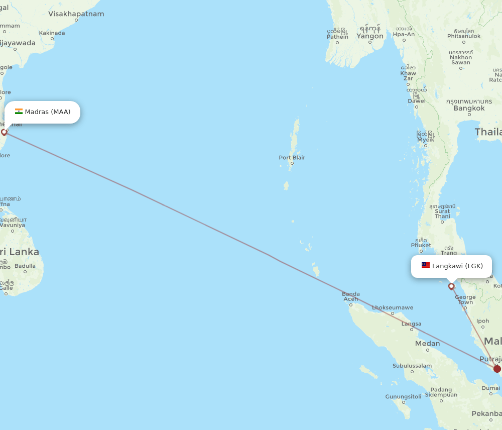 LGK-MAA flight routes