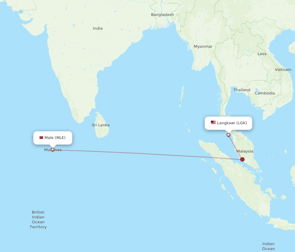 LGK to MLE flights and routes map