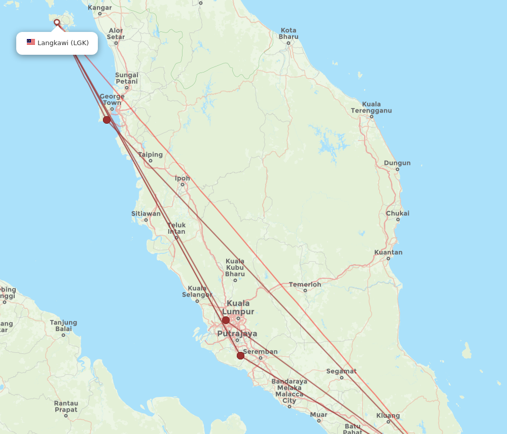 LGK to SIN flights and routes map