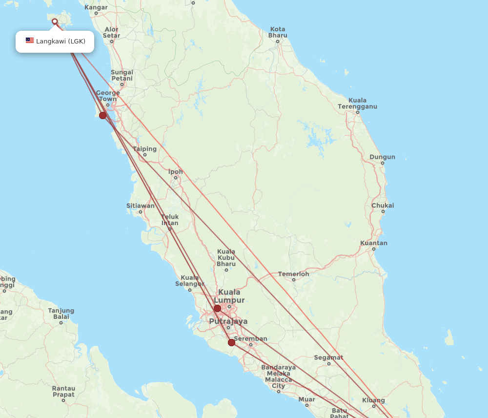 LGK-SIN flight routes