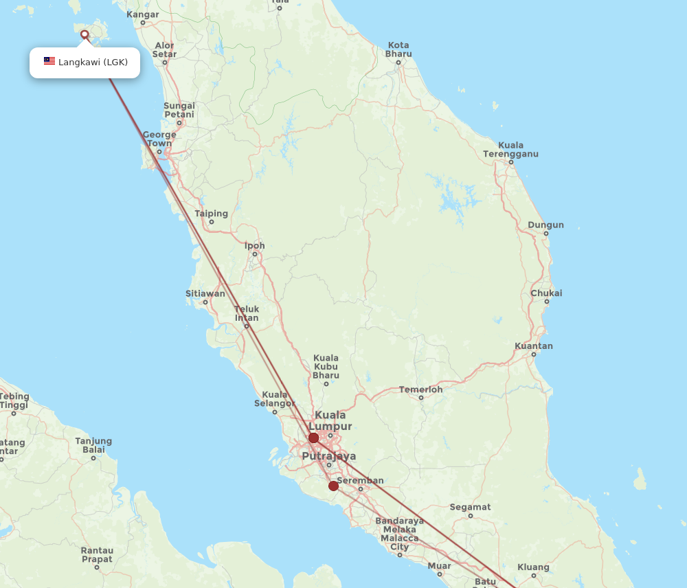 LGK to XSP flights and routes map