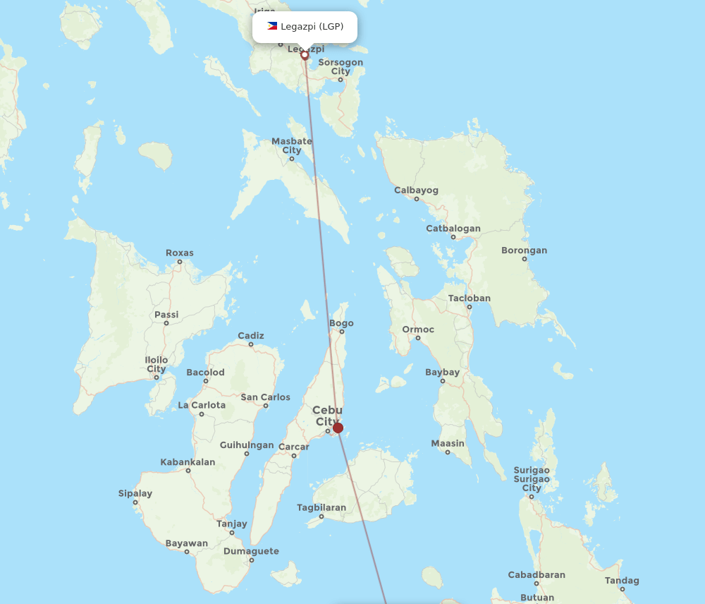 LGP to CGY flights and routes map