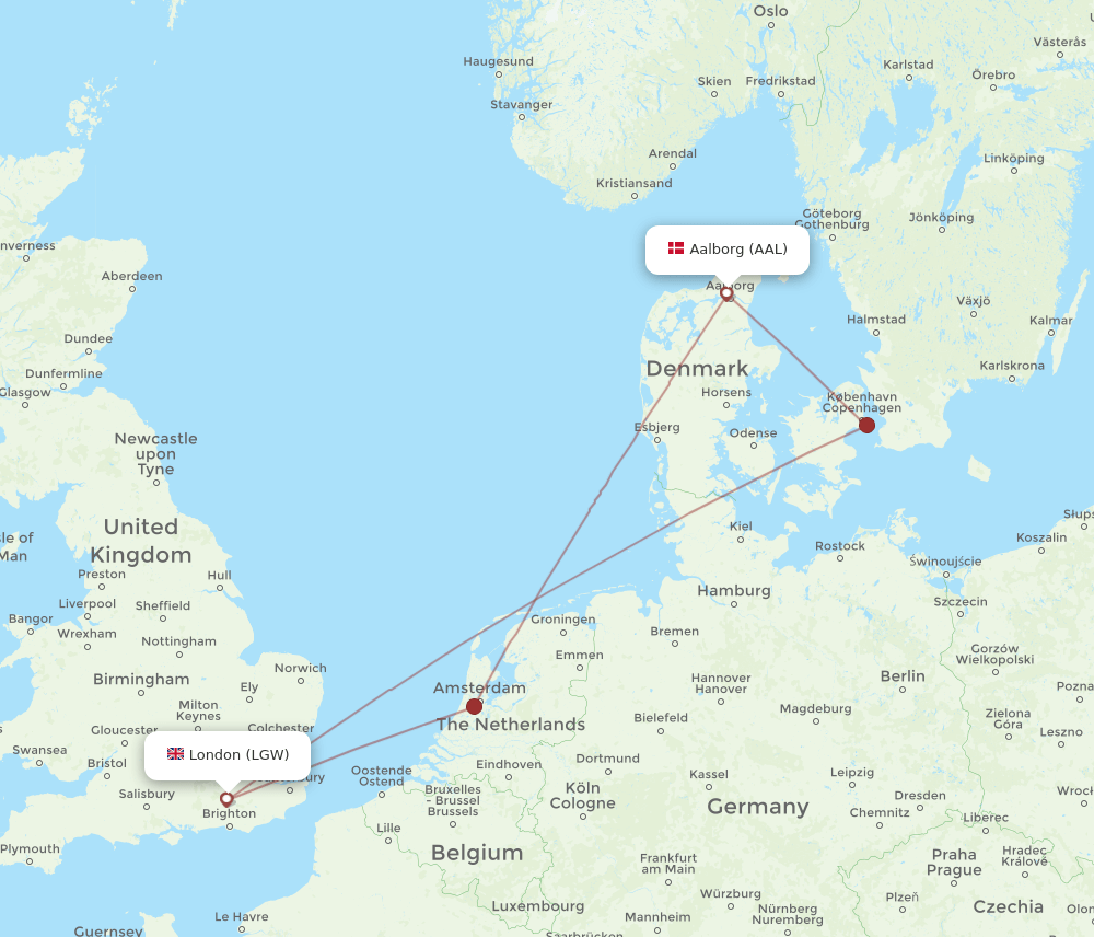 LGW-AAL flight routes