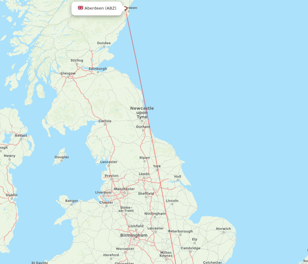 London - Aberdeen route map and flight paths