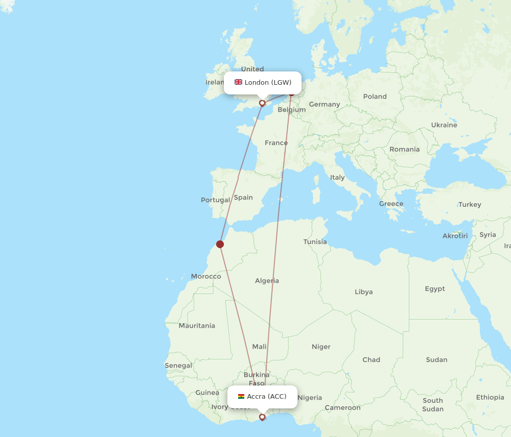 LGW-ACC flight routes