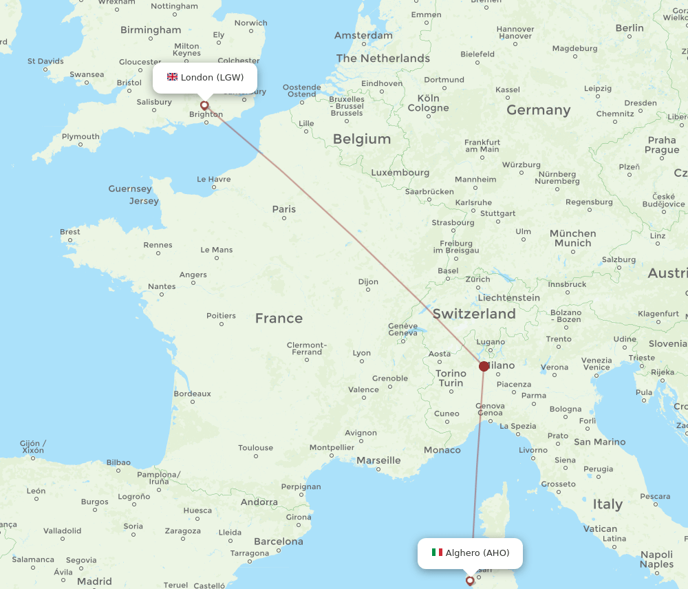 LGW-AHO flight routes