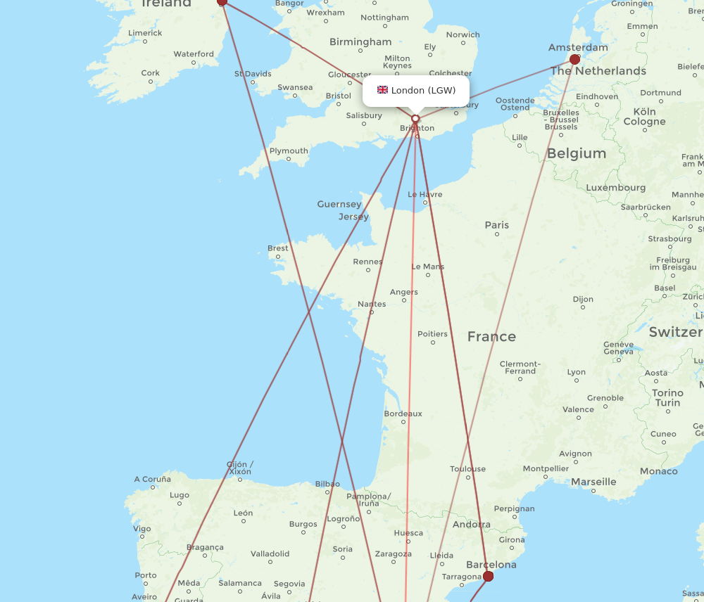 LGW to ALC flights and routes map