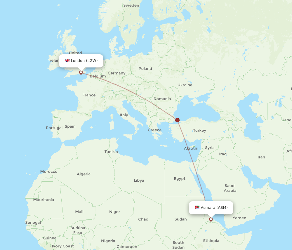 LGW-ASM flight routes