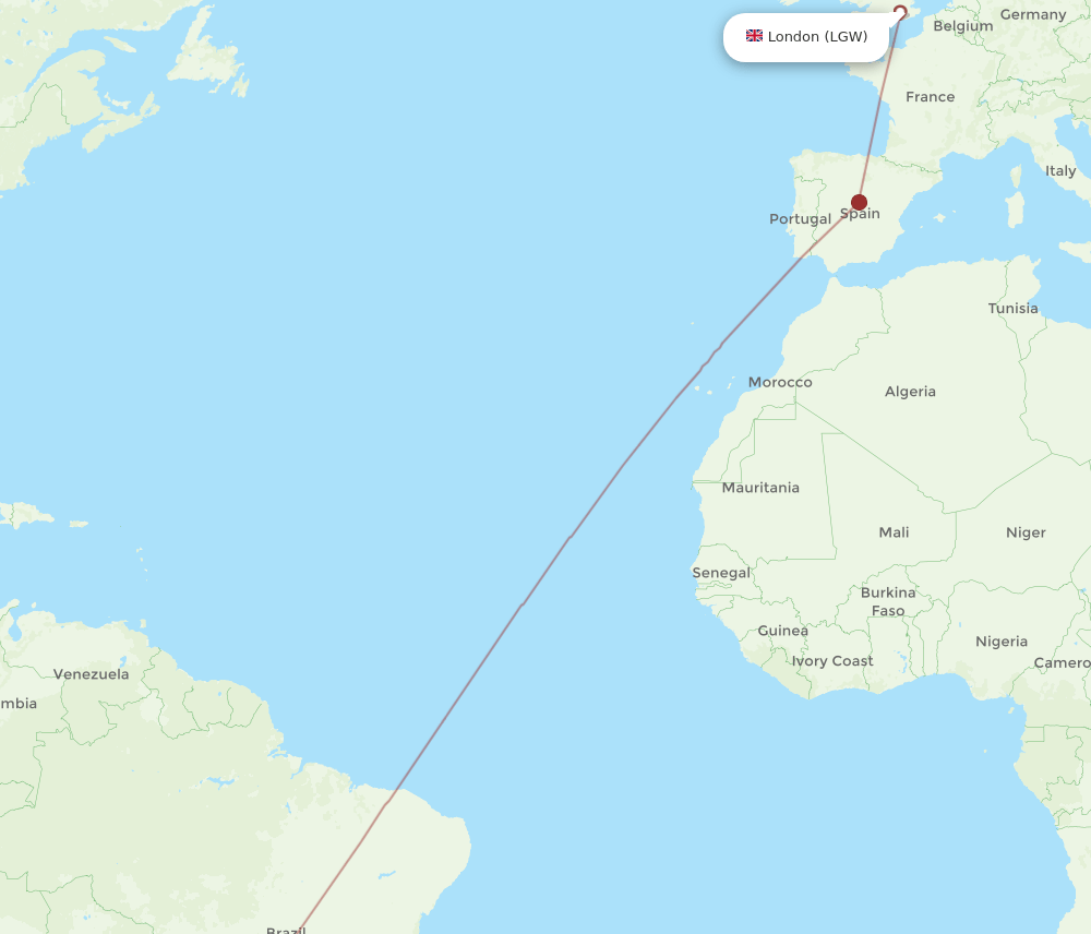 LGW-ASU flight routes
