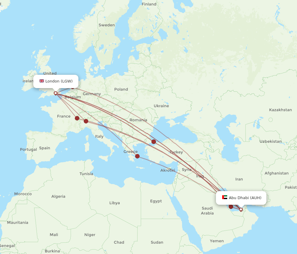 LGW-AUH flight routes