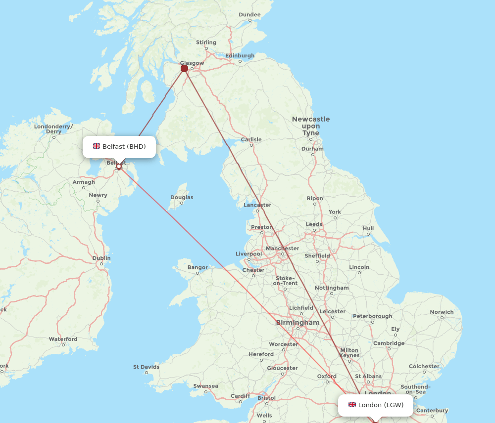 LGW-BHD flight routes