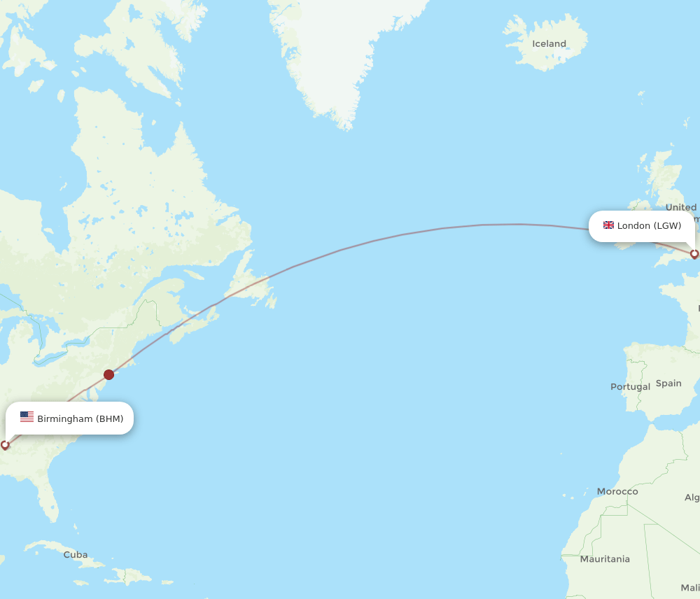 LGW-BHM flight routes