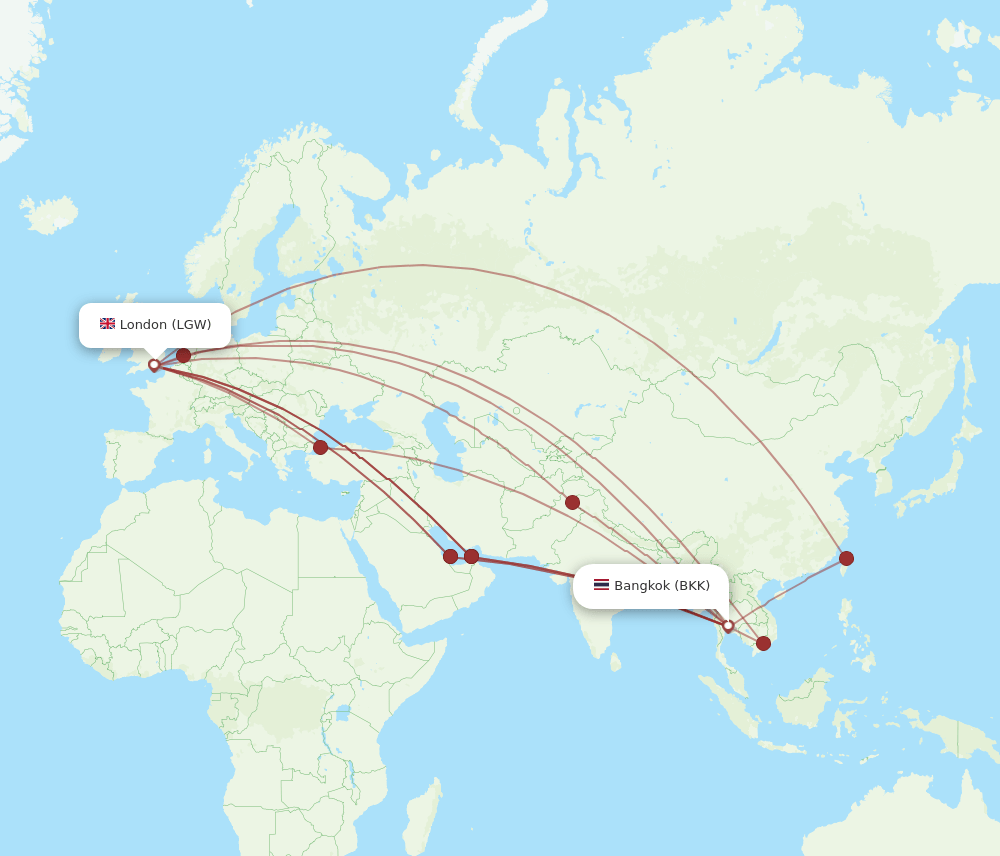 LGW-BKK flight routes