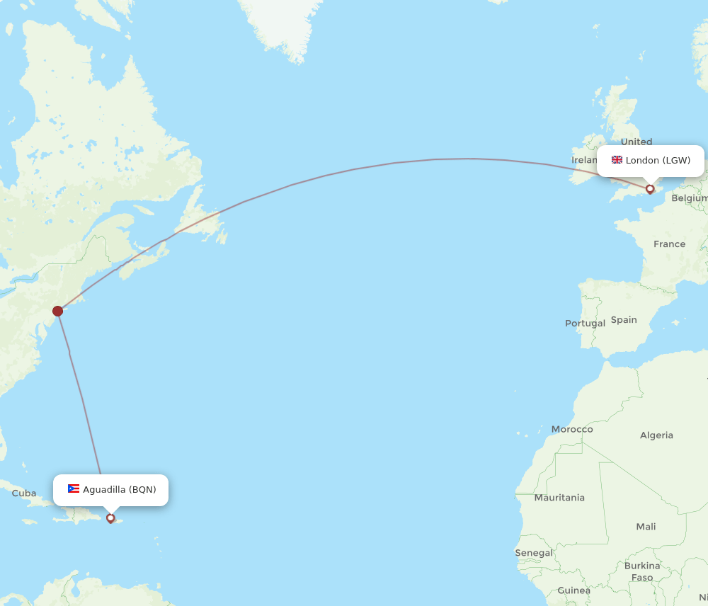 LGW-BQN flight routes