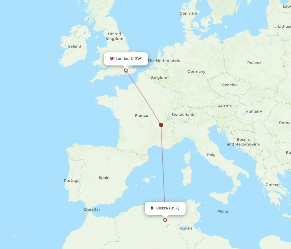LGW-BSK flight routes