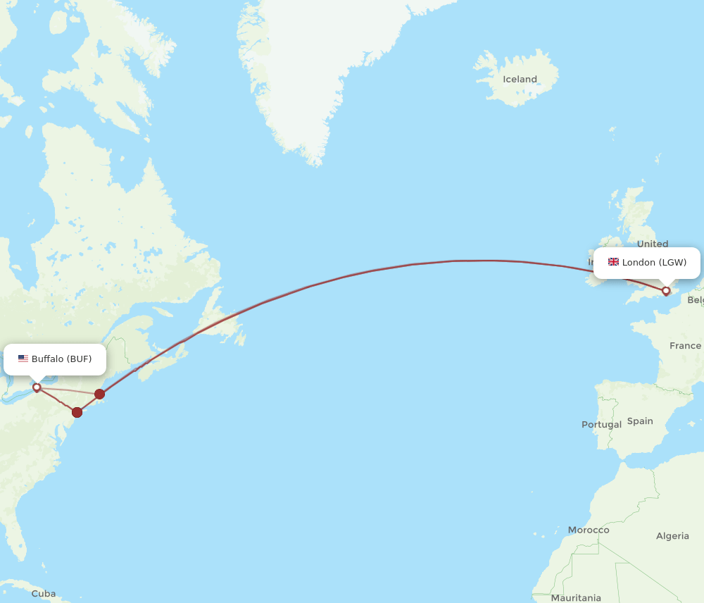 LGW-BUF flight routes