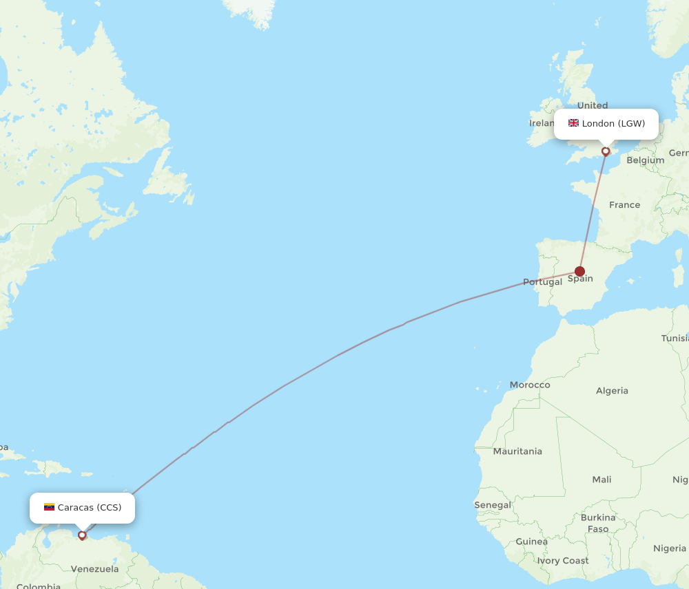 LGW-CCS flight routes