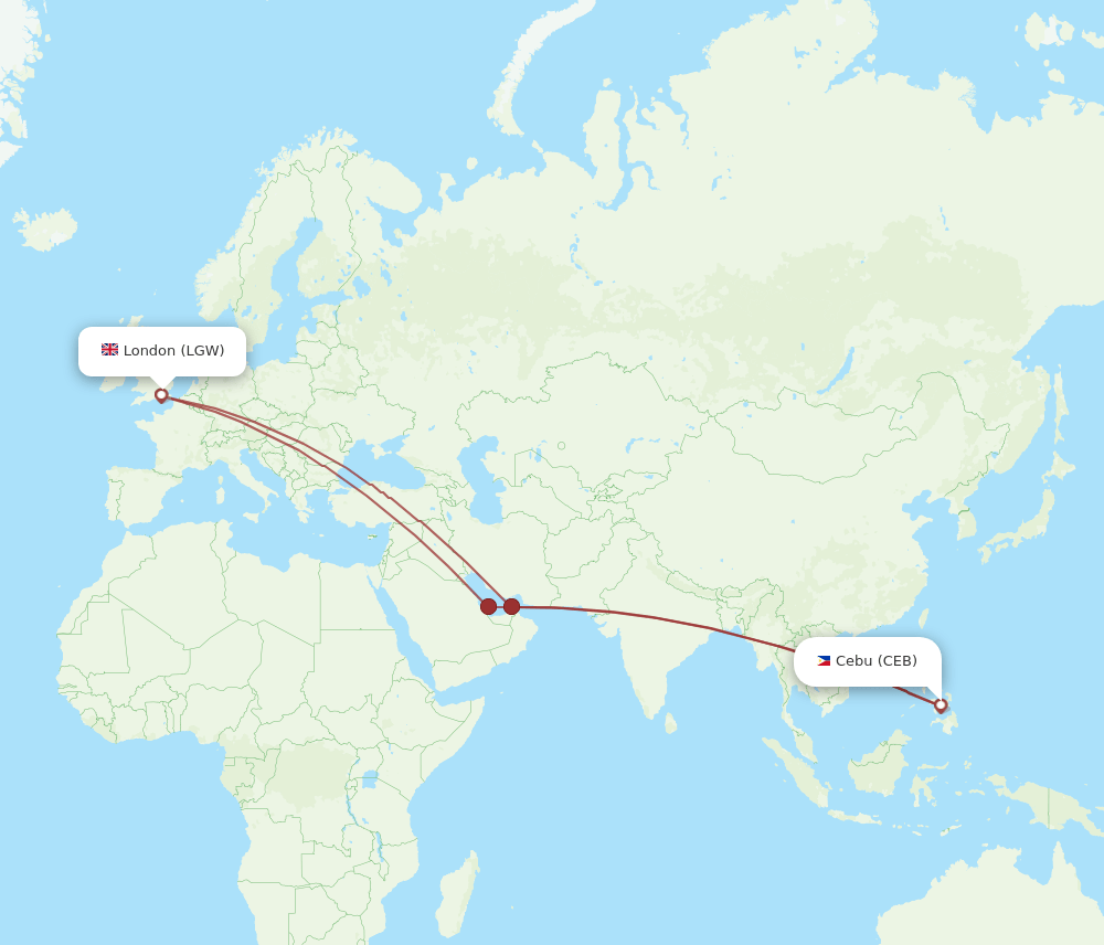 LGW-CEB flight routes