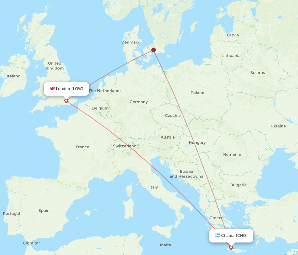 LGW to CHQ flights and routes map