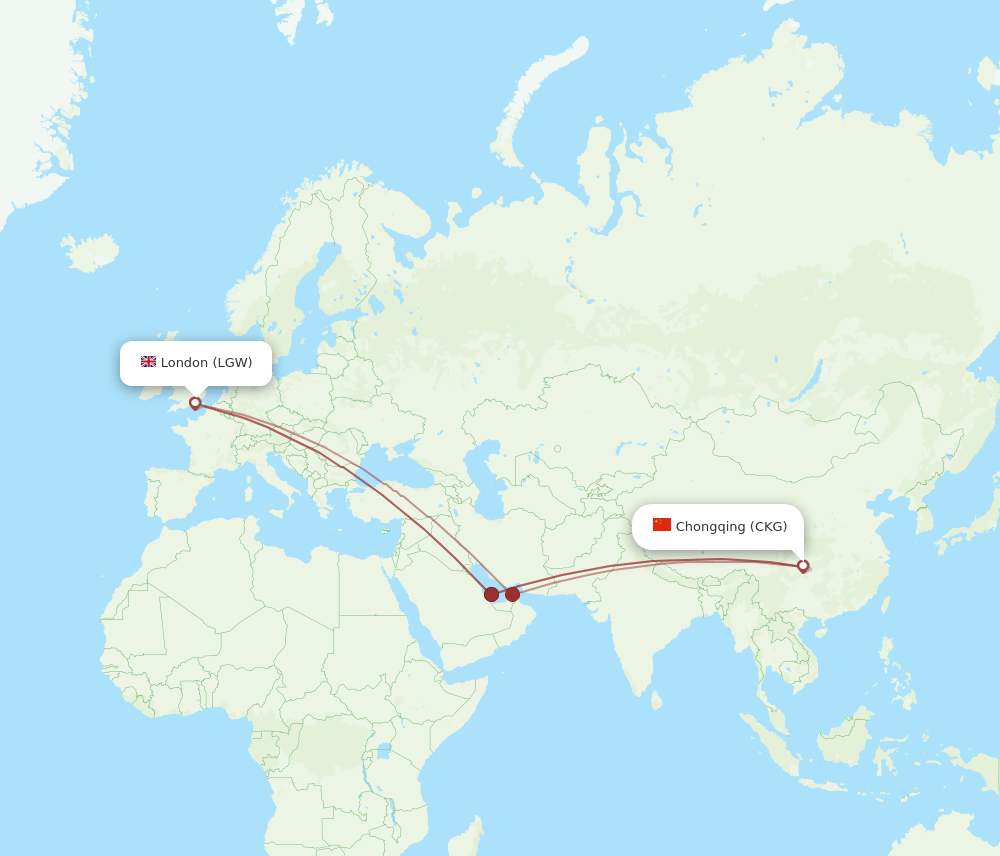 LGW-CKG flight routes