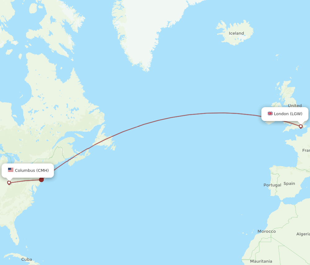 LGW-CMH flight routes