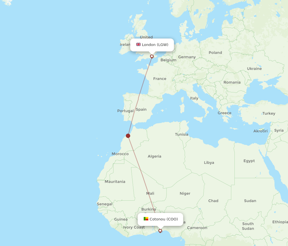 LGW-COO flight routes