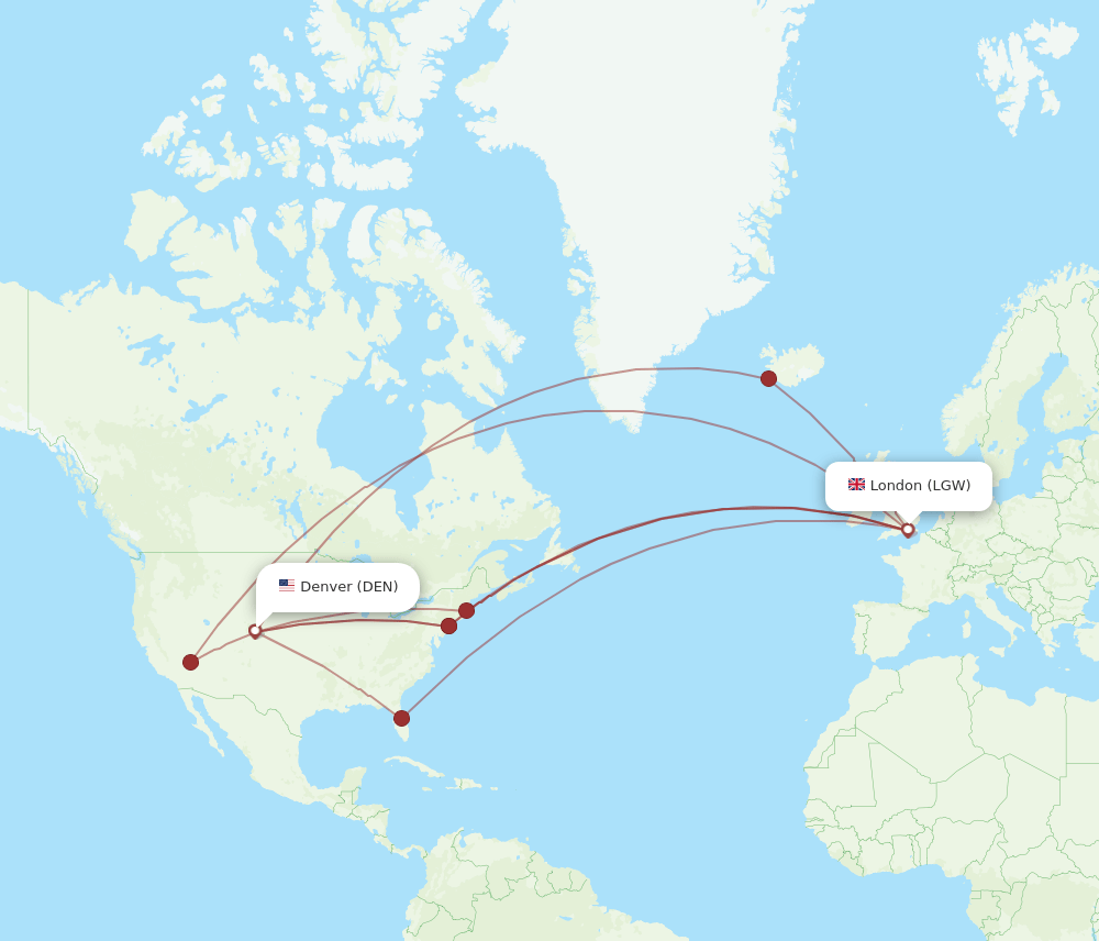 LGW-DEN flight routes