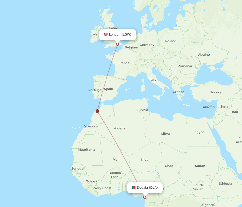 LGW-DLA flight routes