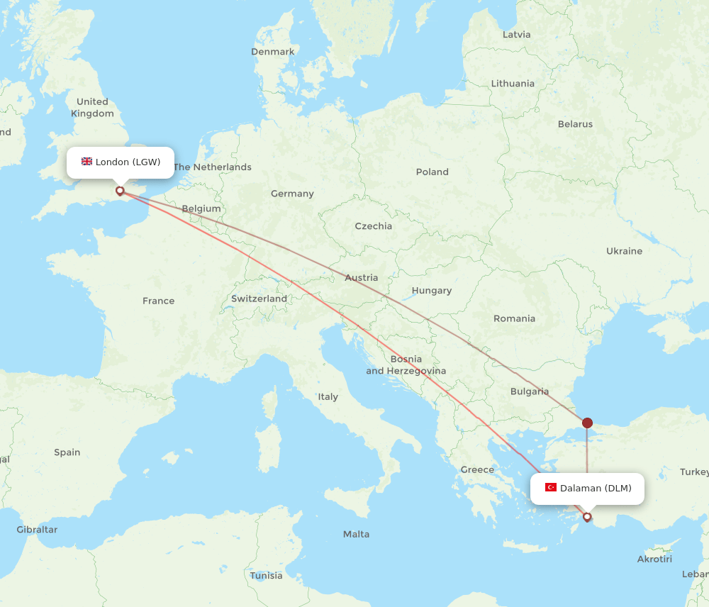LGW-DLM flight routes