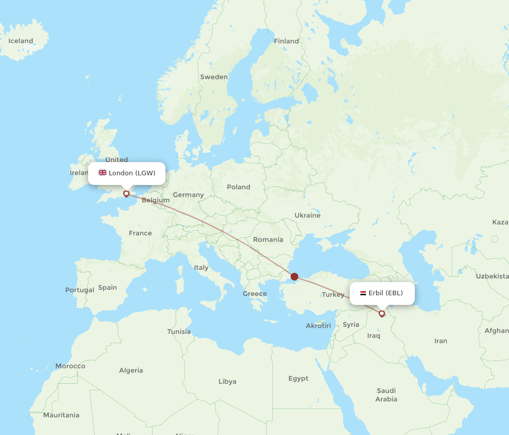 LGW-EBL flight routes