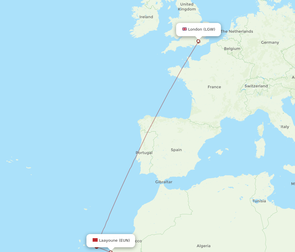 LGW-EUN flight routes