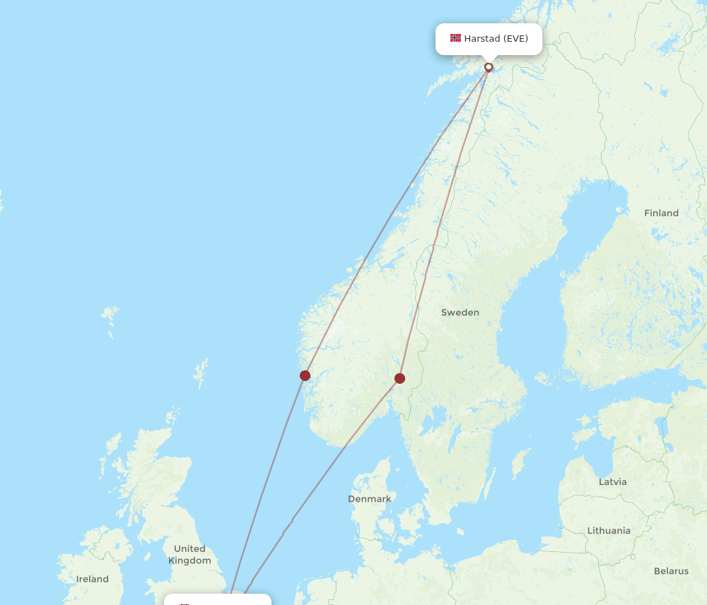 LGW-EVE flight routes