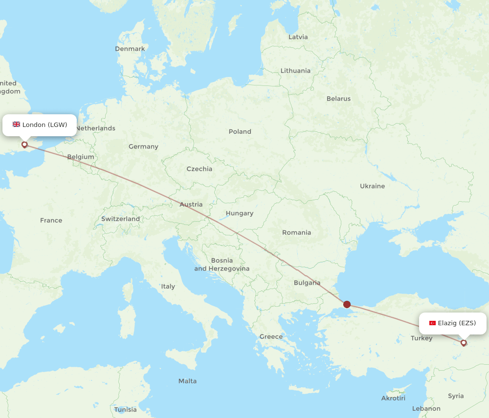 LGW-EZS flight routes