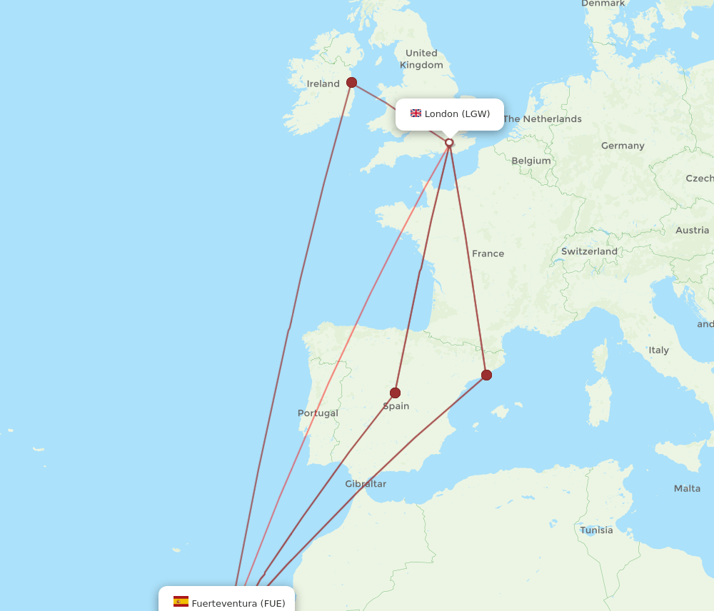 LGW-FUE flight routes