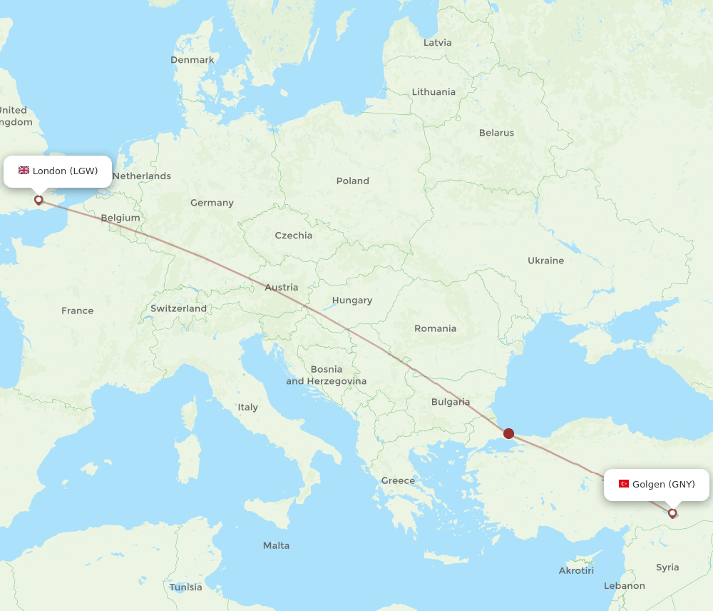 LGW-GNY flight routes