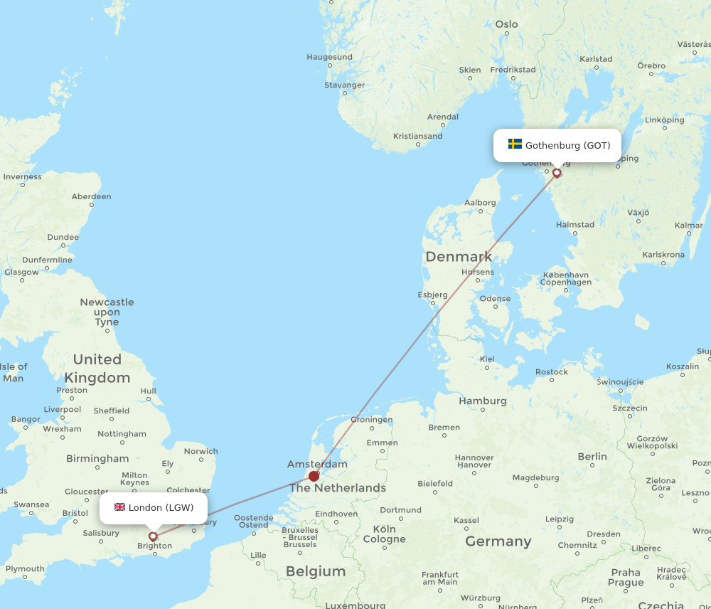 LGW-GOT flight routes
