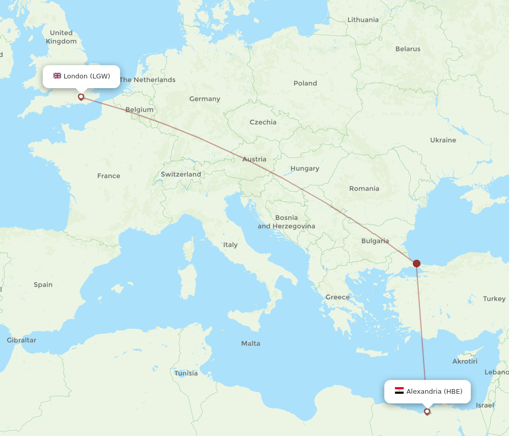 LGW-HBE flight routes