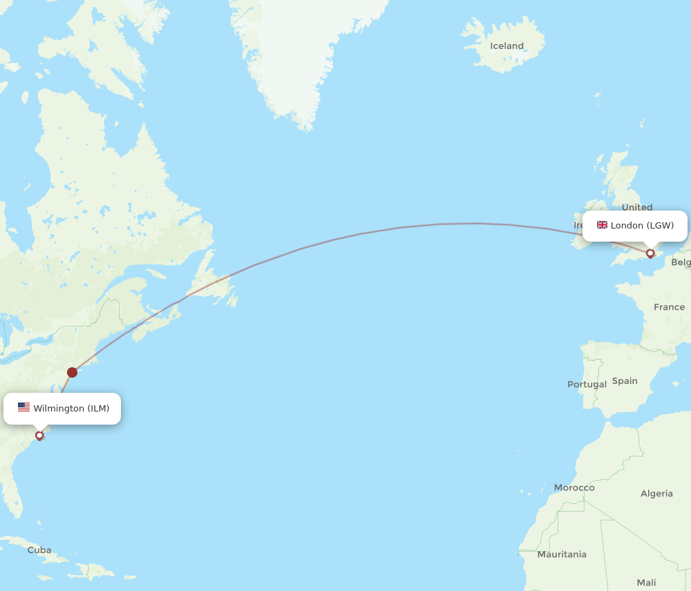 LGW-ILM flight routes