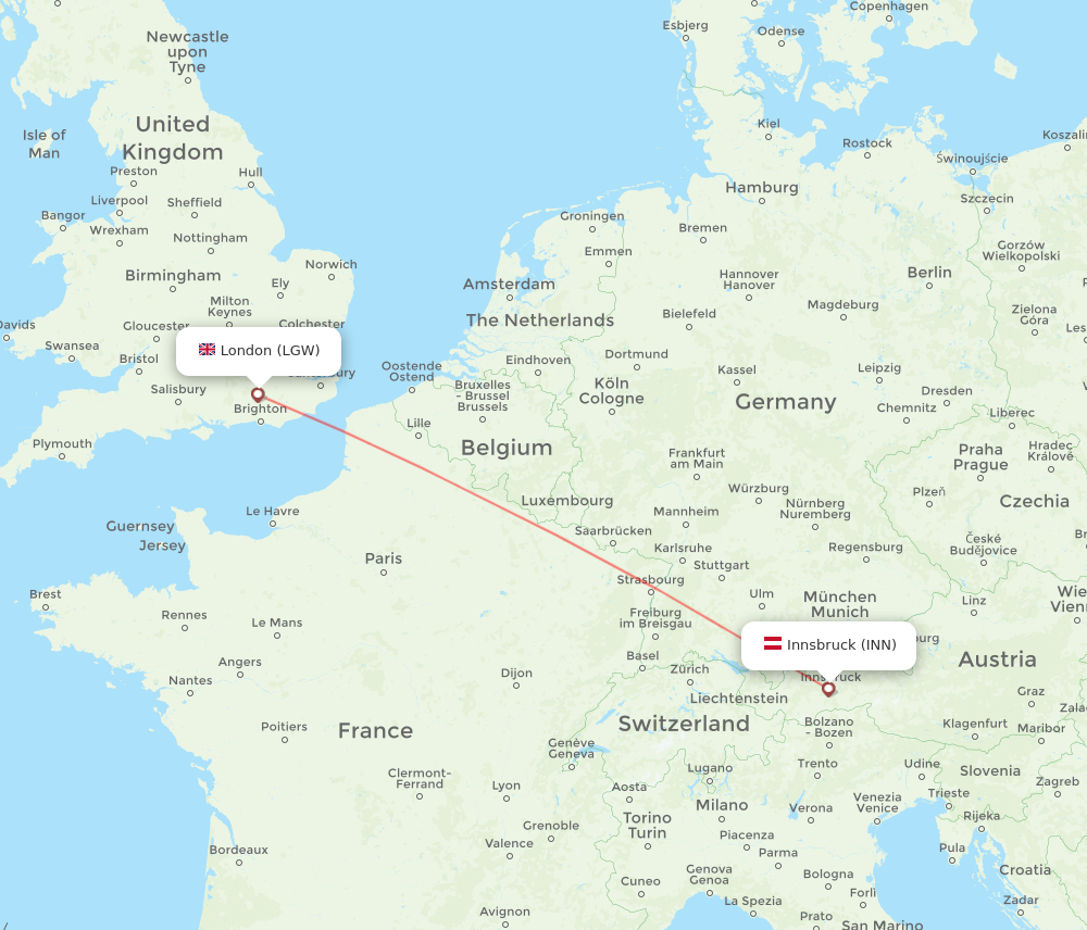 LGW to INN flights and routes map
