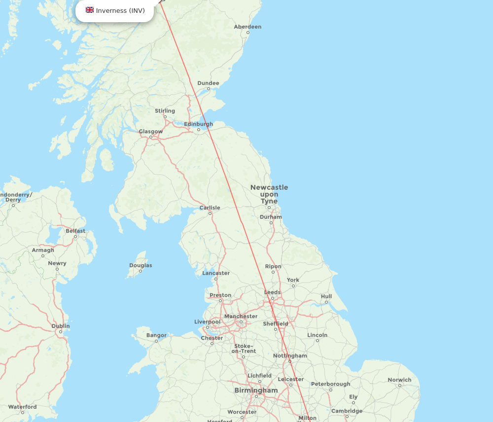 LGW to INV flights and routes map